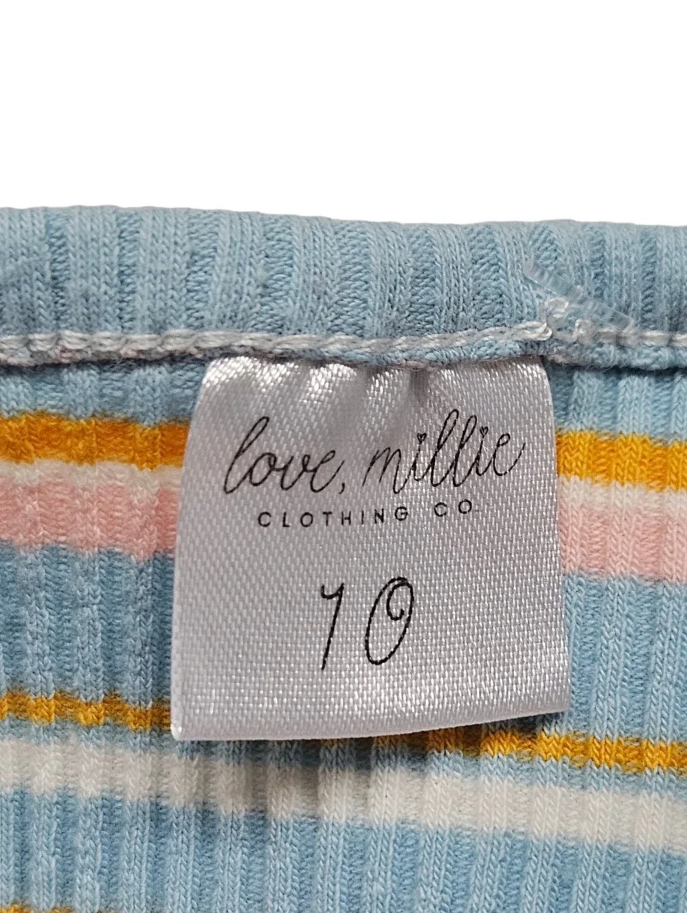Love, Millie Clothing Co. Striped Tank & Short Set In Aqua, Peach, White Size 10